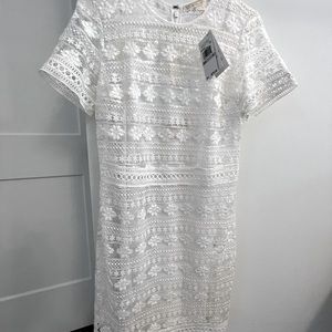 NWT Michael Kors lace overlay white dress